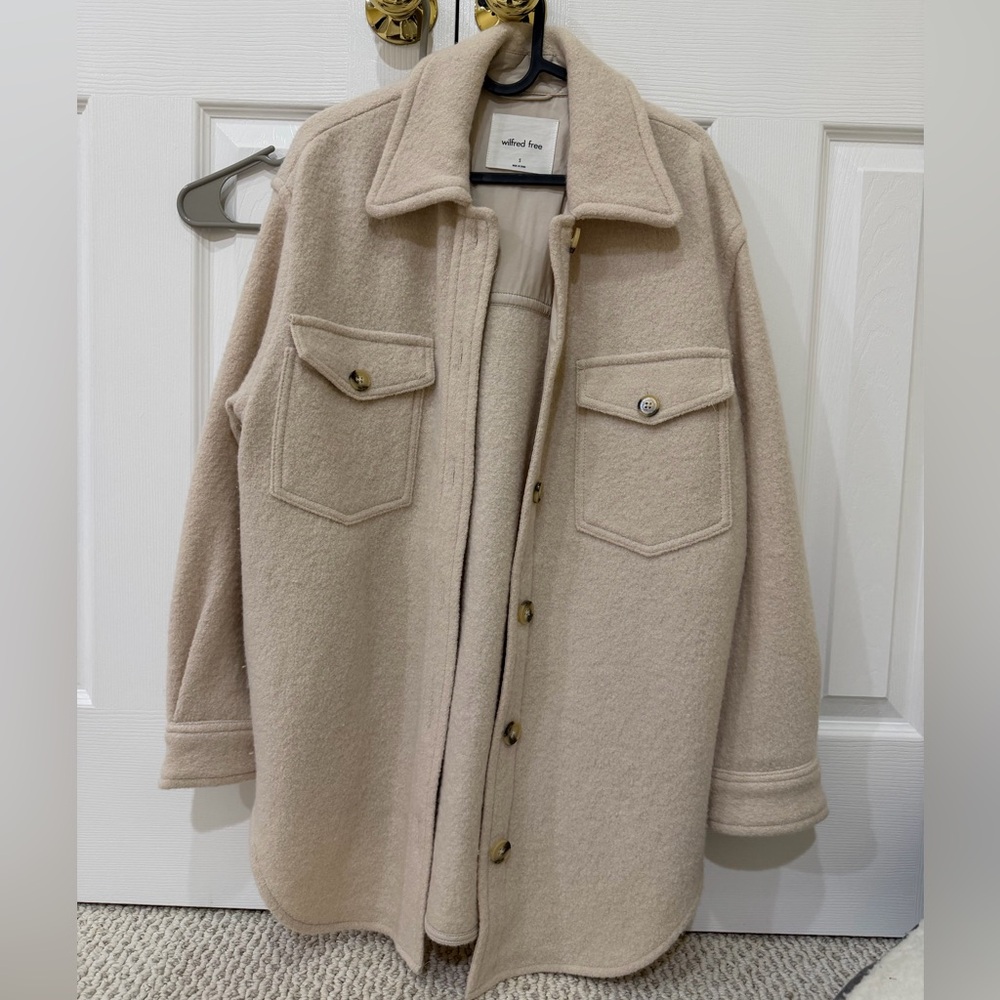 Aritzia Cream Wool Blend Jacket shacket